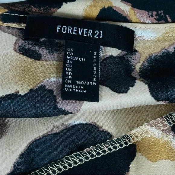 FOREVER 21 Dress ANIMAL PRINT dress PARTY DRESS slip dress flouncy tan black S - Picture 4 of 9